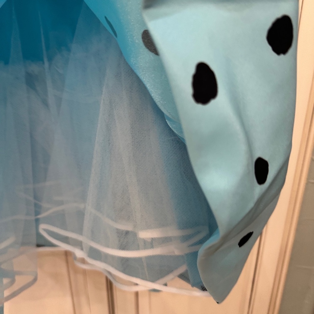 Sherri Hill Black and Blue Polka Dot Formal Dress - Picture 5 of 9